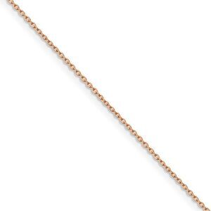 1mm, 14k Rose Gold, Solid Cable Chain Necklace, 24 Inch